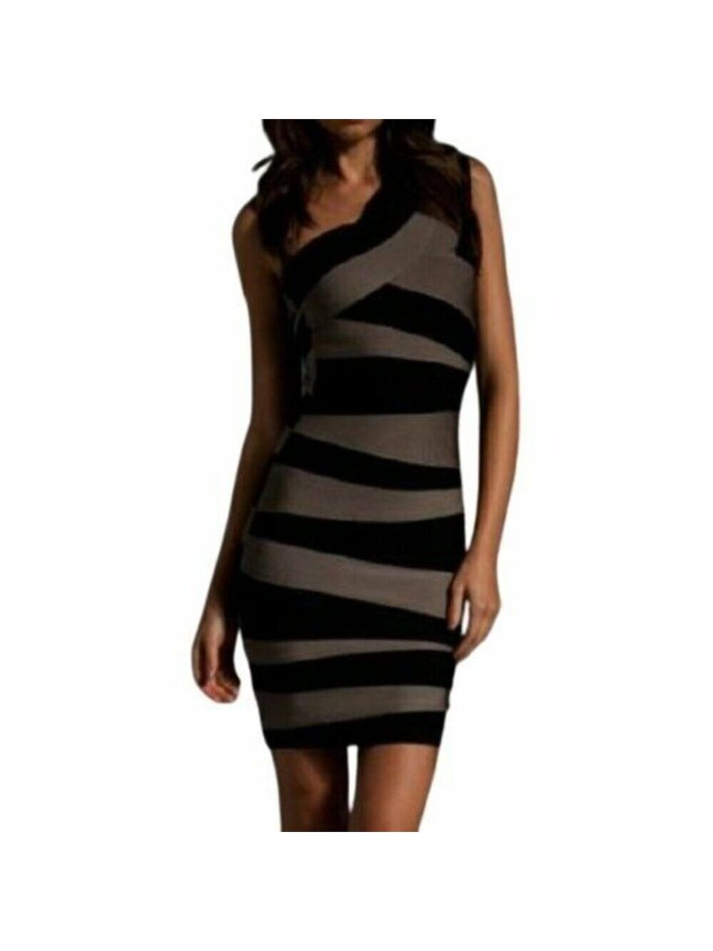 Stretta Jessica Black One Shoulder Bandage Bodycon Dress XS Party